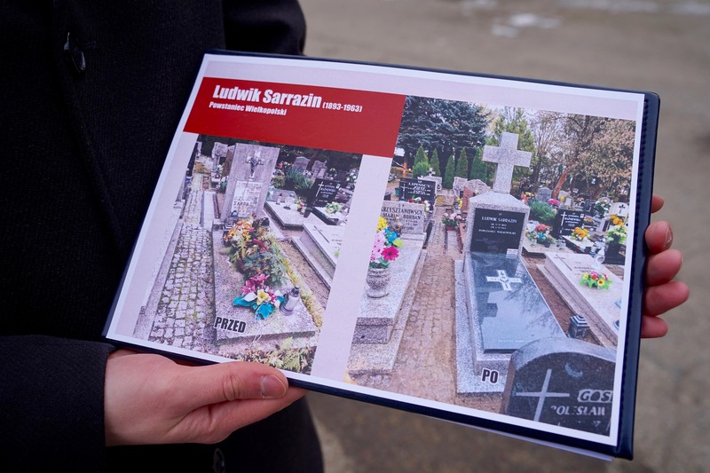 Prezentacja nagrobka Powstańca Wielkopolskiego – Ludwika Sarrazina – Gorzów Wielkopolski, 18 lutego 2025